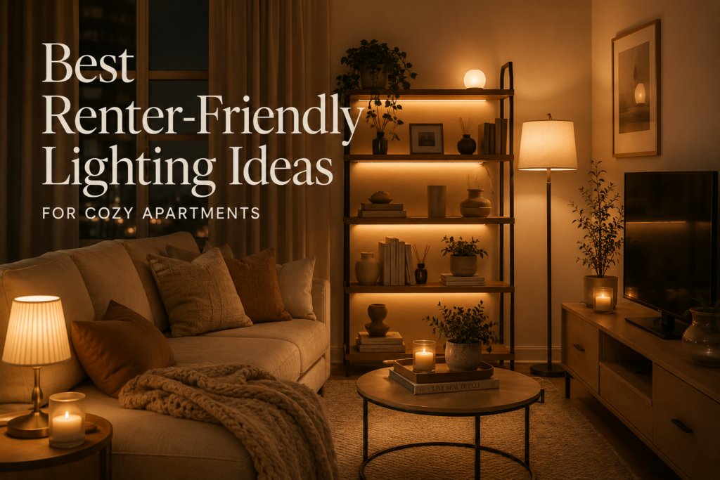 renter-friendly cozy apartment lighting